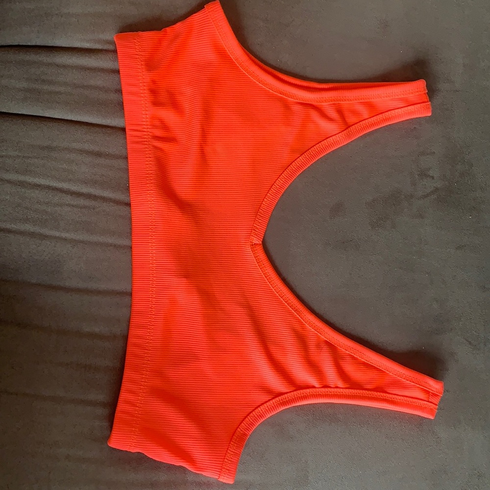Fashion Nova neon coral pink super crop top